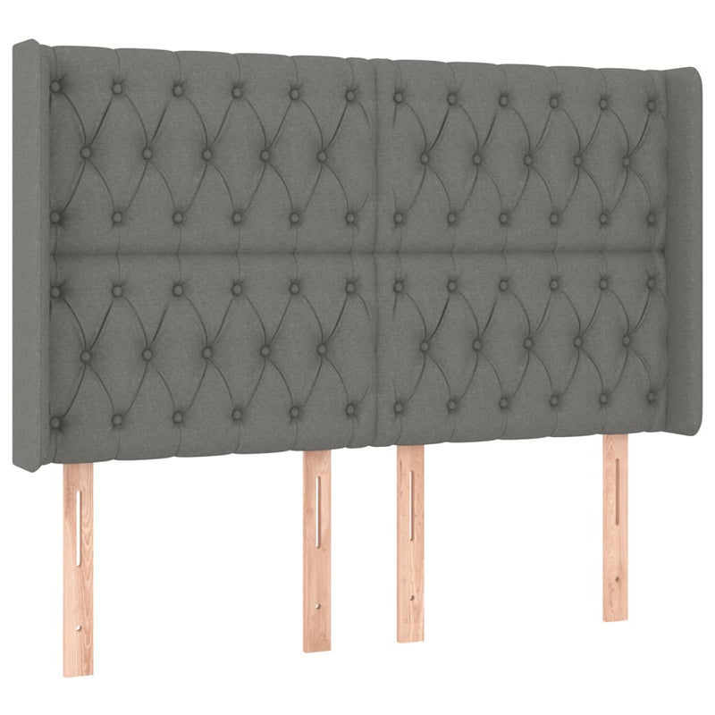 vidaXL sötétszürke szövet LED-es fejtámla 147x16x118/128 cm