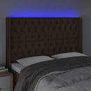 vidaXL sötétbarna szövet LED-es fejtámla 147x16x118/128 cm
