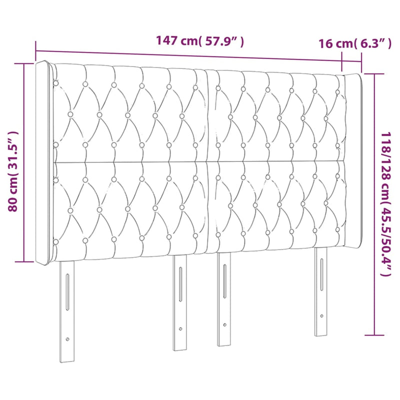 vidaXL krémszínű szövet LED-es fejtámla 147x16x118/128 cm