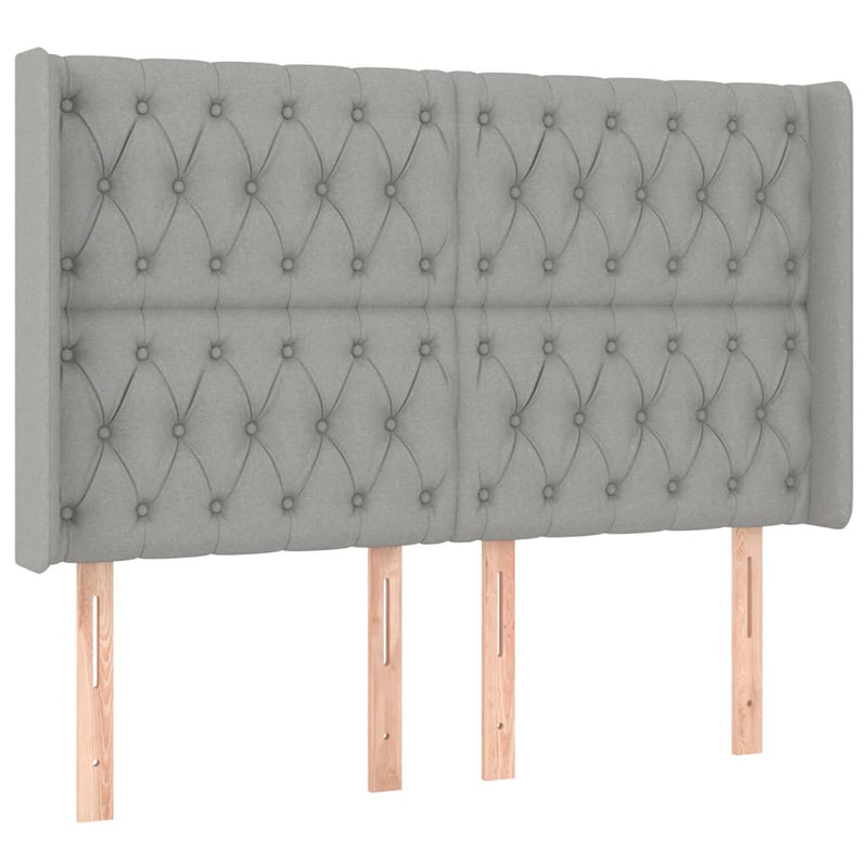 vidaXL világosszürke szövet LED-es fejtámla 163x16x118/128 cm