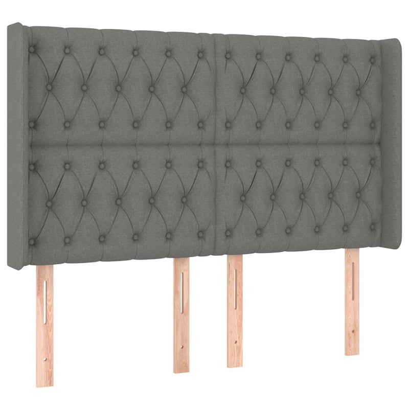 vidaXL sötétszürke szövet LED-es fejtámla 163x16x118/128 cm