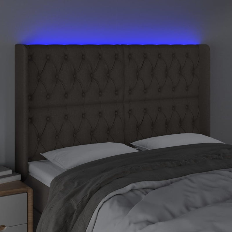 vidaXL tópszínű szövet LED-es fejtámla 163x16x118/128 cm