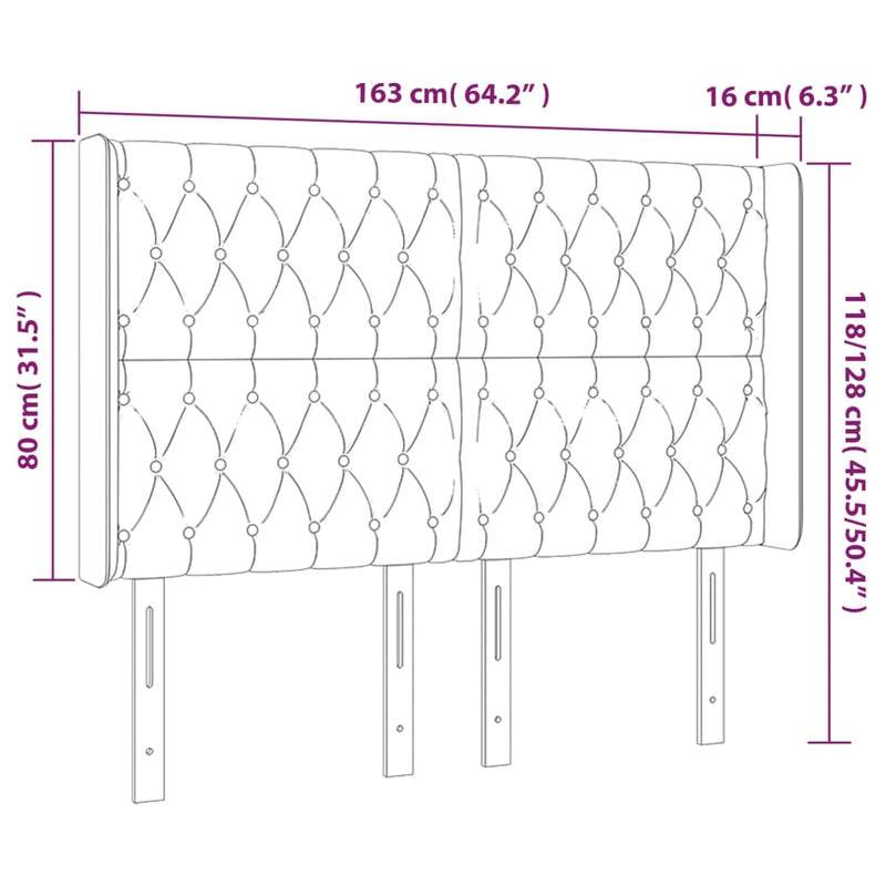 vidaXL tópszínű szövet LED-es fejtámla 163x16x118/128 cm