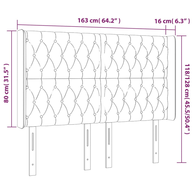 vidaXL kék szövet LED-es fejtámla 163x16x118/128 cm