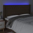 vidaXL sötétbarna szövet LED-es fejtámla 183x16x118/128 cm