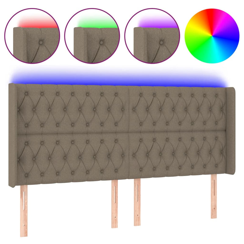 vidaXL tópszínű szövet LED-es fejtámla 183x16x118/128 cm