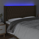 vidaXL sötétbarna szövet LED-es fejtámla 203x16x118/128 cm