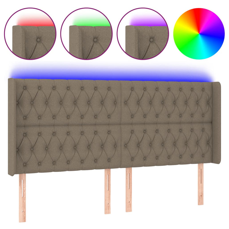 vidaXL tópszínű szövet LED-es fejtámla 203x16x118/128 cm