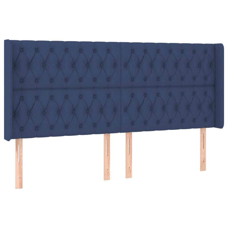 vidaXL kék szövet LED-es fejtámla 203x16x118/128 cm
