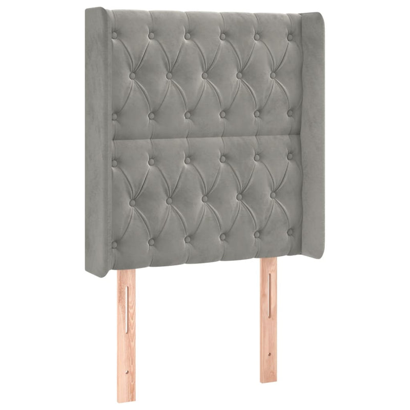 vidaXL világosszürke bársony LED-es fejtámla 83x16x118/128 cm