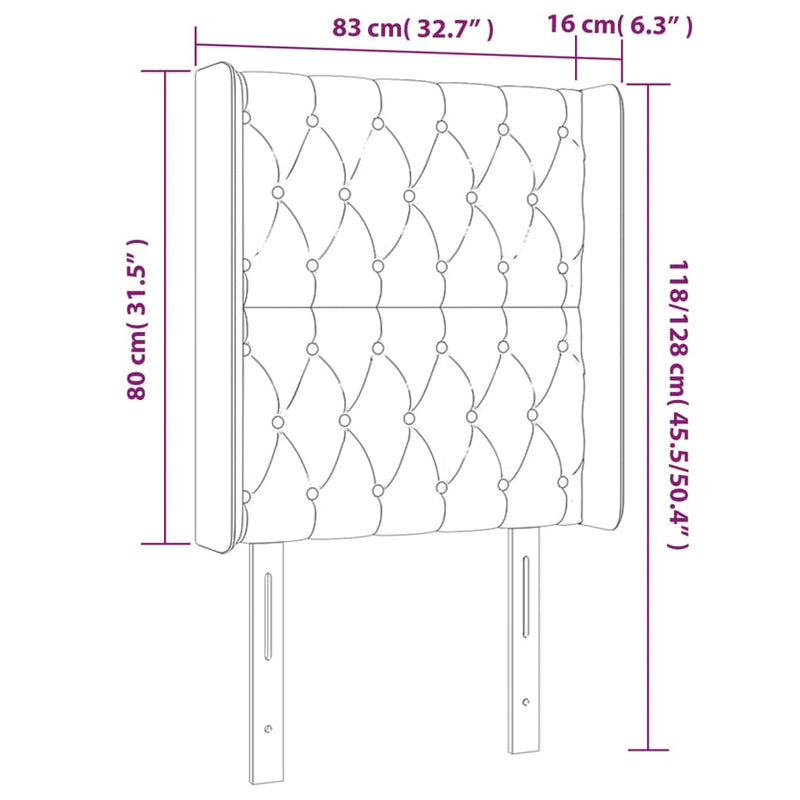 vidaXL világosszürke bársony LED-es fejtámla 83x16x118/128 cm