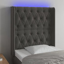 vidaXL sötétszürke bársony LED-es fejtámla 83x16x118/128 cm