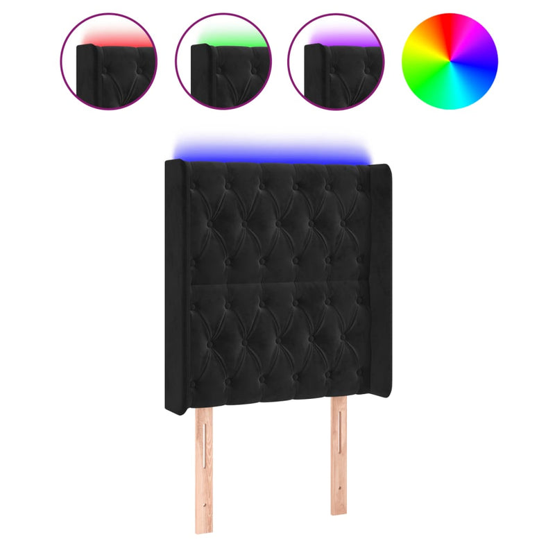 vidaXL fekete bársony LED-es fejtámla 83x16x118/128 cm