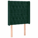 vidaXL sötétzöld bársony LED-es fejtámla 83x16x118/128 cm