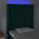 vidaXL sötétzöld bársony LED-es fejtámla 83x16x118/128 cm