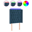 vidaXL sötétkék bársony LED-es fejtámla 83x16x118/128 cm