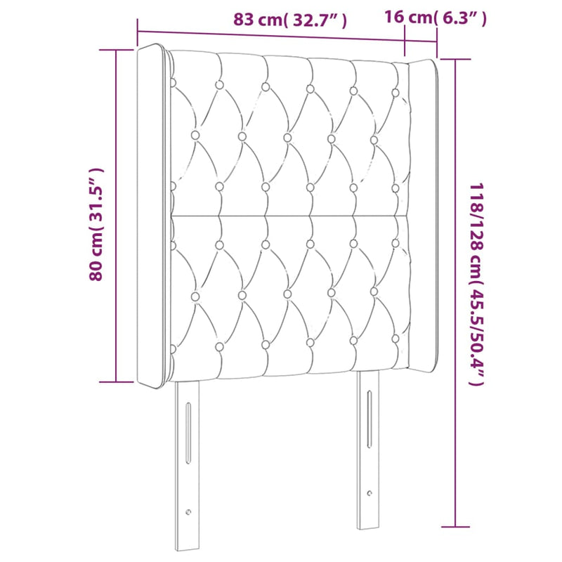 vidaXL rózsaszín bársony LED-es fejtámla 83x16x118/128 cm