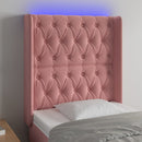 vidaXL rózsaszín bársony LED-es fejtámla 83x16x118/128 cm
