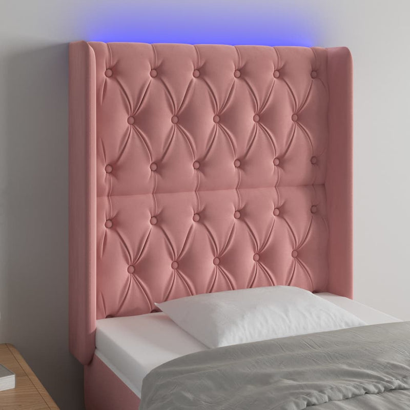 vidaXL rózsaszín bársony LED-es fejtámla 83x16x118/128 cm