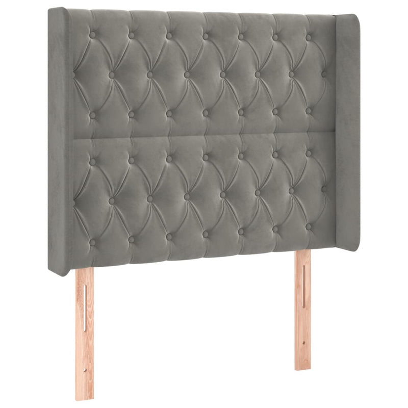 vidaXL világosszürke bársony LED-es fejtámla 93x16x118/128 cm