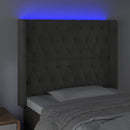vidaXL sötétszürke bársony LED-es fejtámla 93x16x118/128 cm