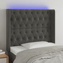 vidaXL sötétszürke bársony LED-es fejtámla 93x16x118/128 cm