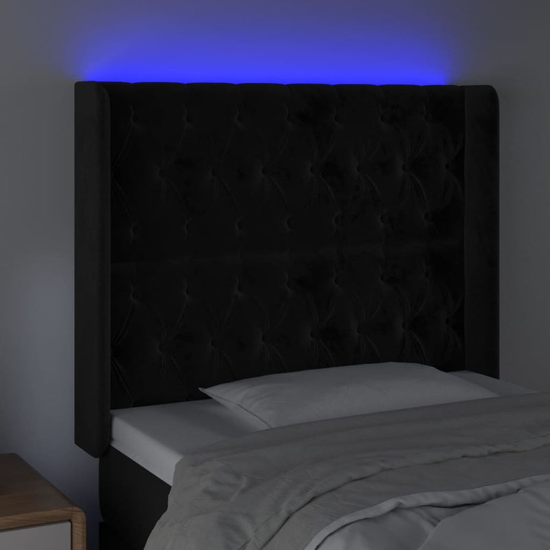 vidaXL fekete bársony LED-es fejtámla 93x16x118/128 cm