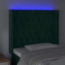 vidaXL sötétzöld bársony LED-es fejtámla 93x16x118/128 cm