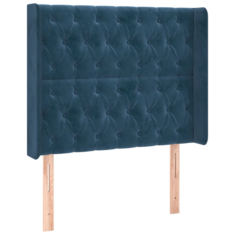 vidaXL sötétkék bársony LED-es fejtámla 93x16x118/128 cm
