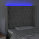 vidaXL világosszürke bársony LED-es fejtámla 103x16x118/128 cm