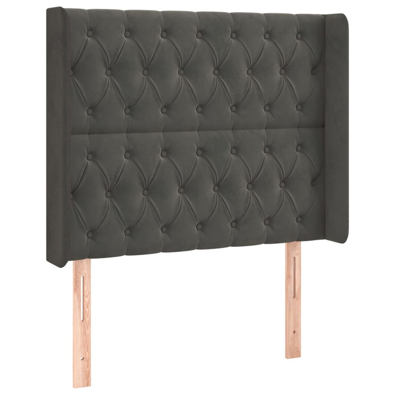 vidaXL sötétszürke bársony LED-es fejtámla 103x16x118/128 cm