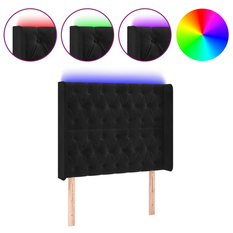 vidaXL fekete bársony LED-es fejtámla 103x16x118/128 cm