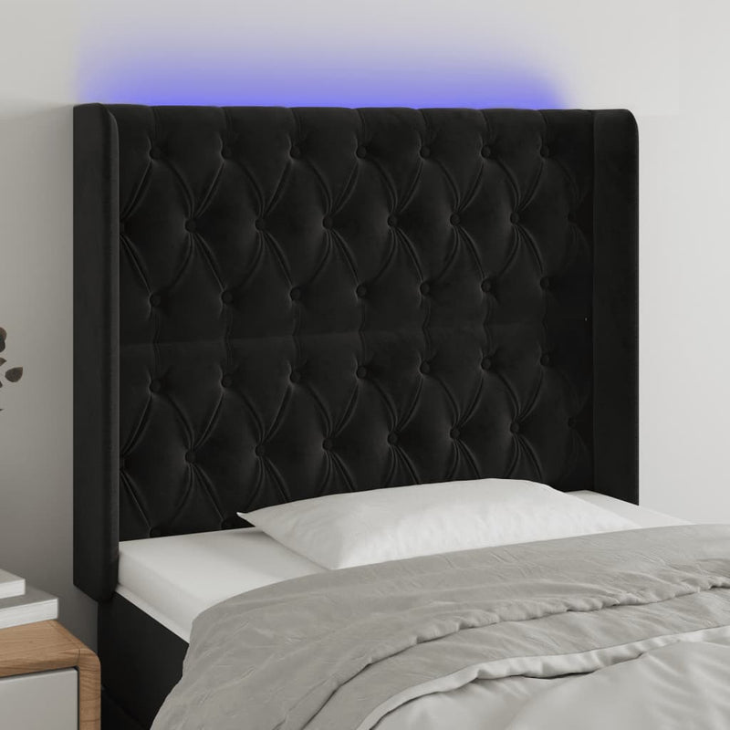 vidaXL fekete bársony LED-es fejtámla 103x16x118/128 cm