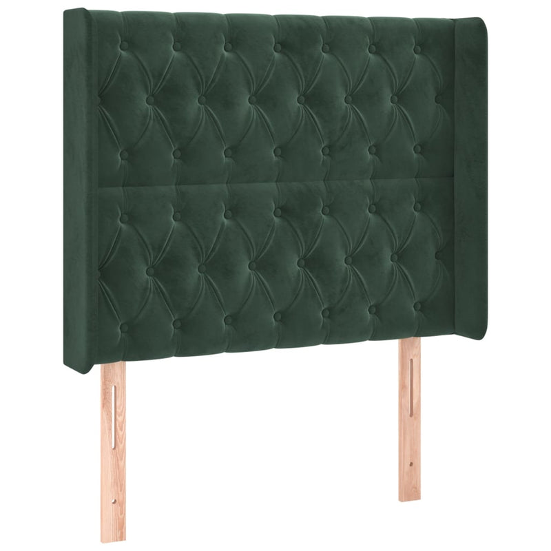 vidaXL sötétzöld bársony LED-es fejtámla 103x16x118/128 cm