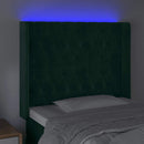 vidaXL sötétzöld bársony LED-es fejtámla 103x16x118/128 cm