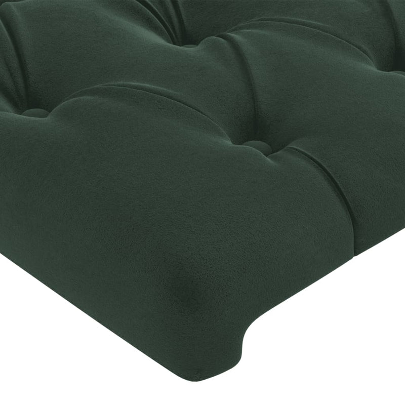 vidaXL sötétzöld bársony LED-es fejtámla 103x16x118/128 cm