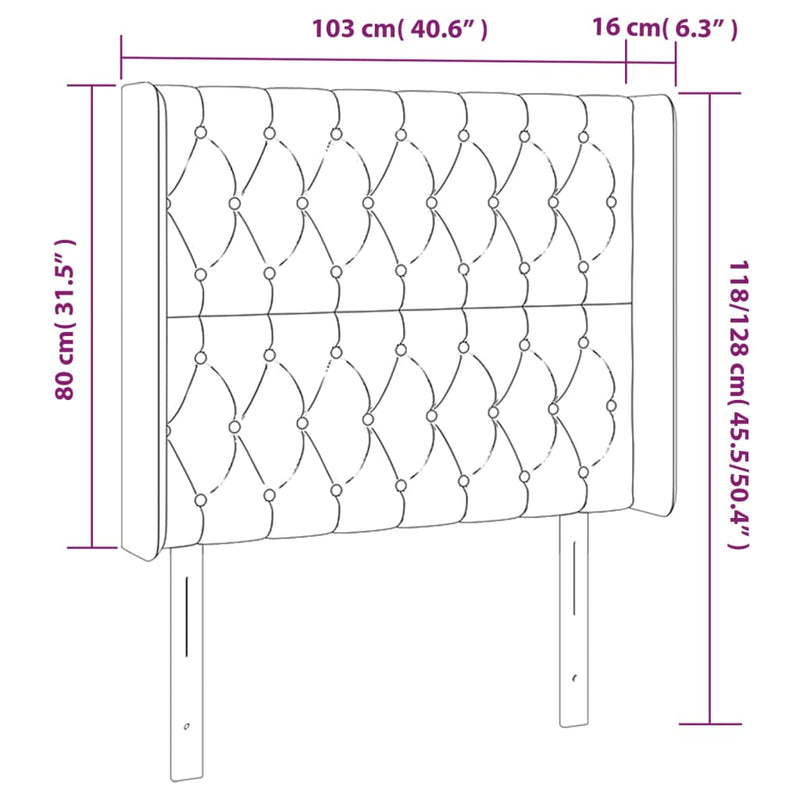 vidaXL sötétzöld bársony LED-es fejtámla 103x16x118/128 cm
