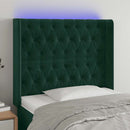 vidaXL sötétzöld bársony LED-es fejtámla 103x16x118/128 cm