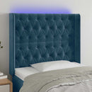 vidaXL sötétkék bársony LED-es fejtámla 103x16x118/128 cm