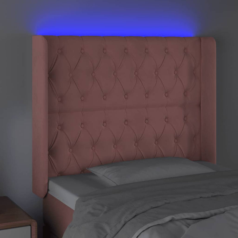 vidaXL rózsaszín bársony LED-es fejtámla 103x16x118/128 cm