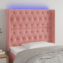 vidaXL rózsaszín bársony LED-es fejtámla 103x16x118/128 cm