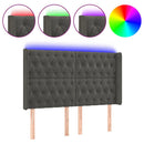 vidaXL sötétszürke bársony LED-es fejtámla 147x16x118/128 cm