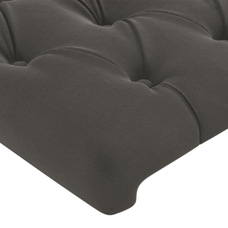 vidaXL sötétszürke bársony LED-es fejtámla 147x16x118/128 cm