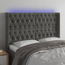 vidaXL sötétszürke bársony LED-es fejtámla 147x16x118/128 cm
