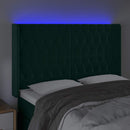 vidaXL sötétzöld bársony LED-es fejtámla 147x16x118/128 cm