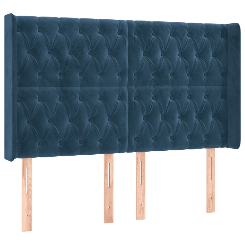 vidaXL sötétkék bársony LED-es fejtámla 147x16x118/128 cm