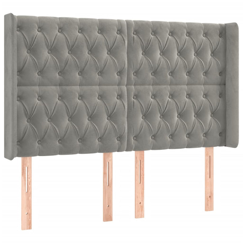 vidaXL világosszürke bársony LED-es fejtámla 163x16x118/128 cm