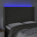vidaXL sötétszürke bársony LED-es fejtámla 163x16x118/128 cm