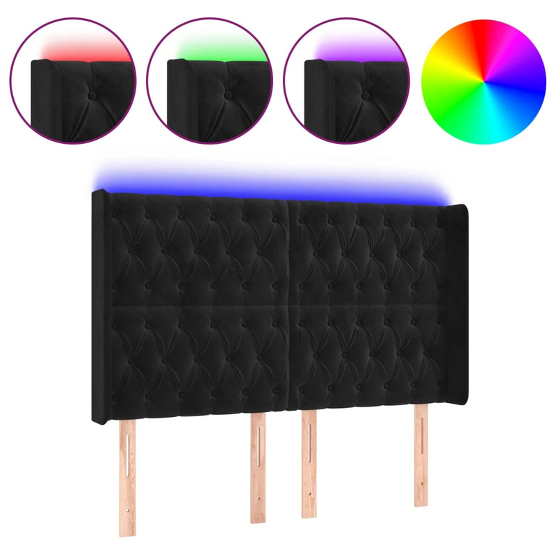 vidaXL fekete bársony LED-es fejtámla 163x16x118/128 cm