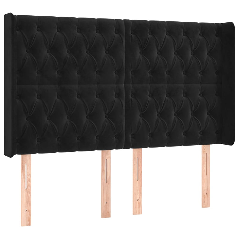 vidaXL fekete bársony LED-es fejtámla 163x16x118/128 cm